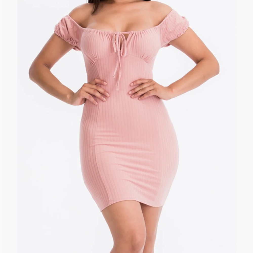 SHEIN Off The Shoulder Bodycon Mini Dress Mauve
